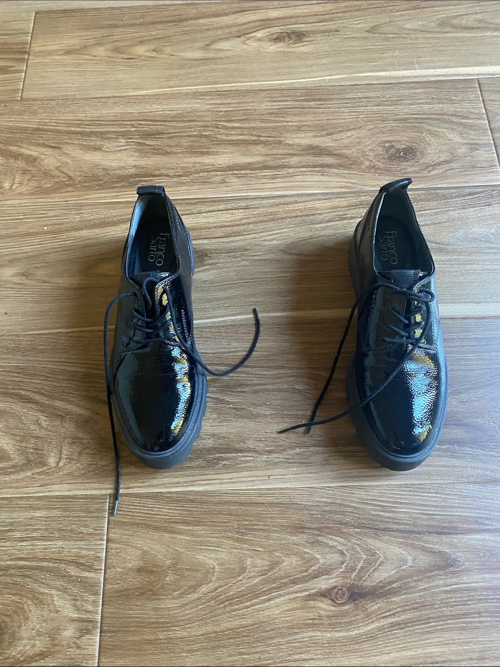 Franco Sarto Black Patent Lace-Up Oxfords